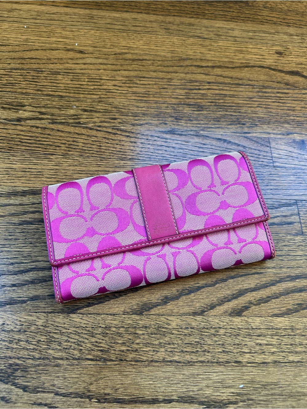 COACH Vintage Pink “C” Signature Jacquard Canvas Wallet
